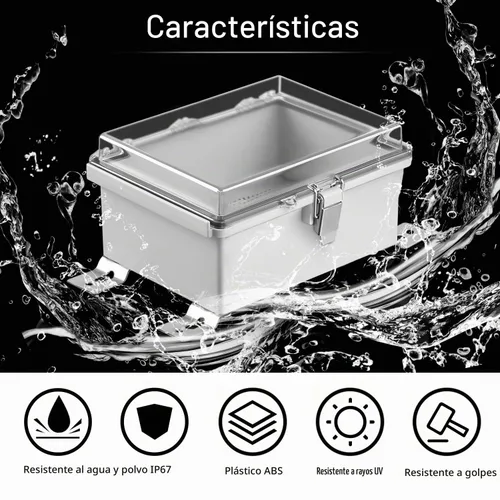 Vista 3 de LeMotech Caja Eléctrica, IP67 Impermeable con Bisagras Cubierta Transparente Pestillo de Acero Inoxidable Caja de Conexiones, Carcasa Eléctrica