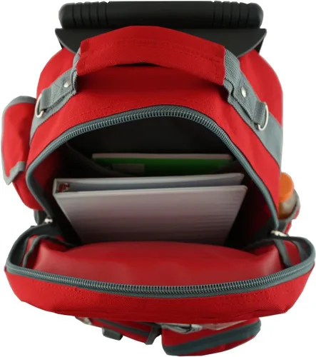Vista 7 de K-Cliffs Mochila con ruedas mochila escolar con ruedas mochila con múltiples bolsillos color rojo