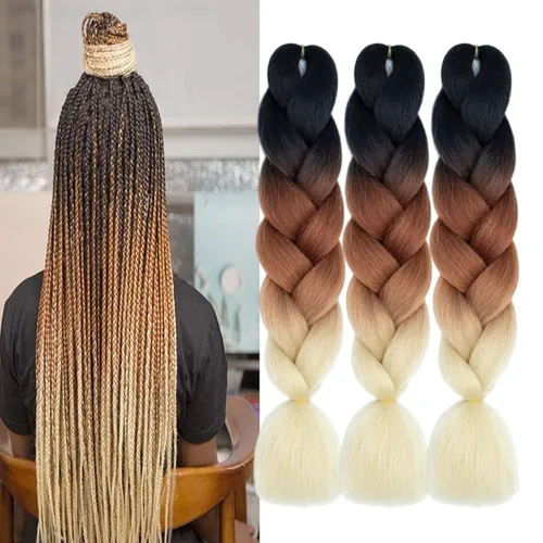 Vista 49 de Beige (613#) 6 paquetes de cabello trenzado de 24 pulgadas, de fibra sintética, sin picazón, extensiones de cabello para trenzar jumbo, textura