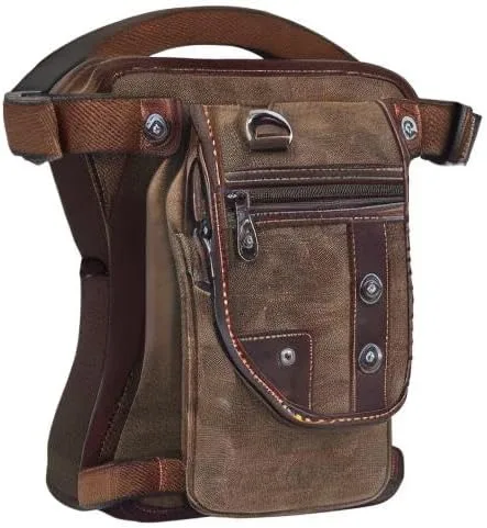 Vista 8 de Bolso de mensajero de lona vintage para hombre, bolso de mensajero de retazos de cuero en el pecho