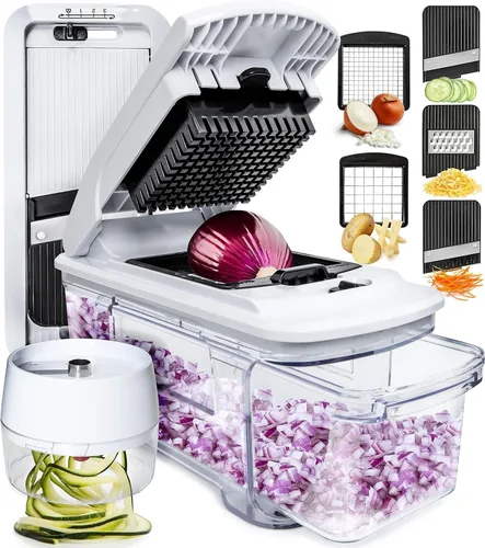 Vista 11 de Cortador de mandolina Fullstar para cocina - Picador de verduras, picador de cebolla y patata, picador de alimentos, verduras, frutas