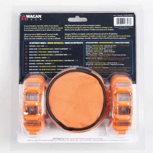 Vista 3 de WAGAN Fred Disco de luces LED parpadeantes para emergencia en carretera, paquete de de 3, Rojo