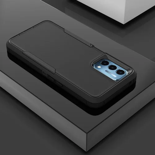 Vista 6 de Asuwish Funda protectora para OnePlus Nord N200 5G con protector de pantalla y accesorios de celda híbridos delgados de doble capa, accesorios Negro