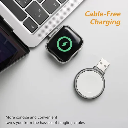 Vista 2 de XWIN Cargador portátil para Apple Watch, carga inalámbrica inalámbrica con certificación MFi, cargador de viaje magnético compatible con Apple Watch