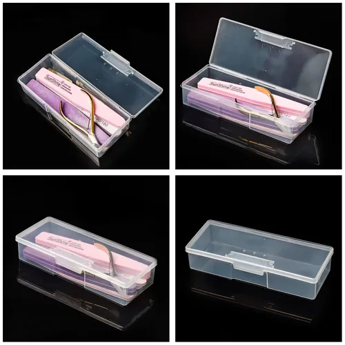 Vista 3 de Paquete de 4 cajas de herramientas de uñas, estuche de plástico para limas de uñas, contenedor de pedicura, estuche de almacenamiento de archivos