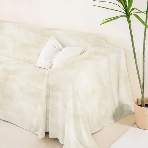Vista 5 de Erosebridal Funda de sofá retro color beige y blanco, 71 x 91 pulgadas, estilo granja, protector de sofá, protector de sofá para hombres y mujeres