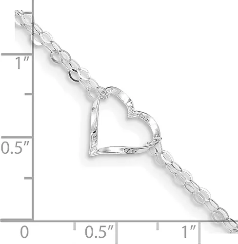 Vista 5 de Icecarats Joyas De Diseño 14K oro blanco doble Strand Corazón Tobillera En 9inch