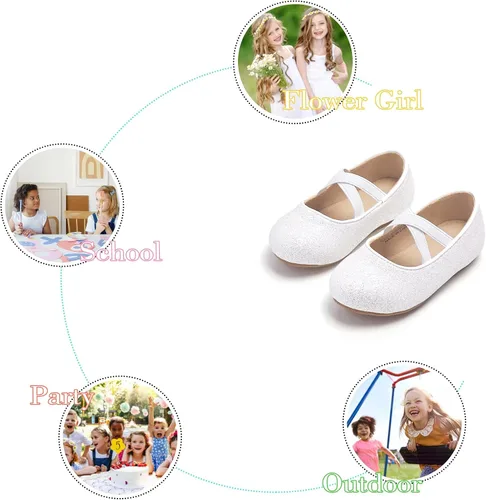 Vista 5 de Otter MOMO Zapatos planos de bailarina para niñas pequeñas y niñas pequeñas, zapatos de vestir para fiesta escolar