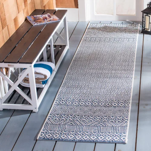 Vista 65 de SAFAVIEH Alfombra lavable al aire libre, colección Courtyard - 2'3" x 5', gris y negro, no desprende pelusa y fácil limpieza, ideal para patio