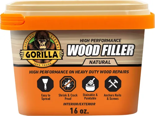 Vista 10 de Kit de reparación de madera de Gorilla, relleno multiusos con espátula y bloque de lijado.