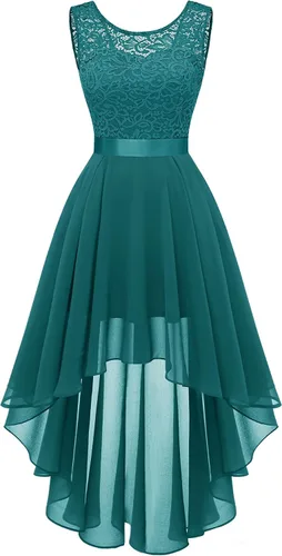Vista 24 de BeryLove Vestido de cóctel de encaje formal para mujer, fiesta de invitada Negro