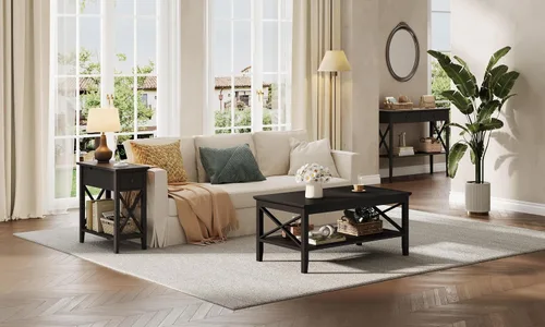 Vista 5 de ChooChoo Mesa auxiliar, mesa auxiliar estrecha abatible con estación de carga Narrow Side Table with USB Ports and Outlets, Nightstand with