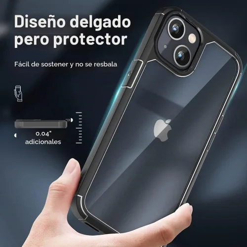 Vista 6 de TAURI Funda 3 en 1 para iPhone 13, con 2 protectores de pantalla, [protección contra caídas de grado militar] a prueba de golpes para iPhone 13 Negro