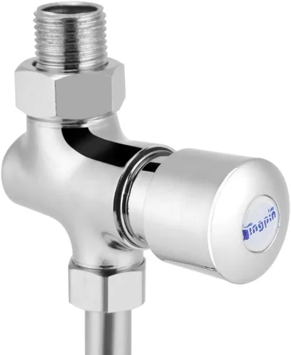 Vista 5 de Válvula de descarga de orinal de inodoro Tipo de botón Retraso manual Apagado automático, latón macizo antisifón Válvula de descarga para baño