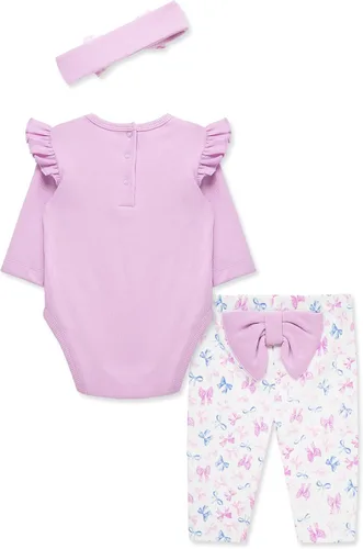 Vista 19 de Little Me Conjunto de 3 piezas para bebé, 100% algodón, body con diadema y pantalón a juego, de 3 meses a 24 meses