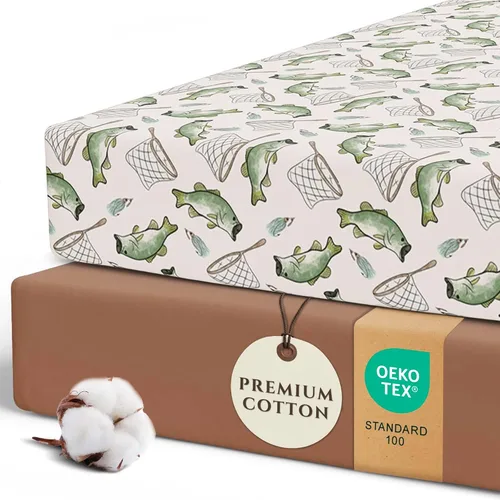 Vista 20 de Pobibaby Paquete de 2 sábanas bajeras para cuna para niñas, juego de sábanas de mezcla de algodón de primera calidad, suaves y transpirables