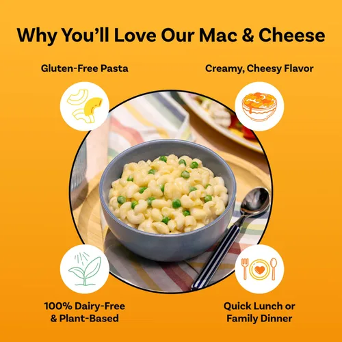 Vista 3 de Daiya Macarrones con queso cheddar añejo, sin lácteos, sin gluten, pasta de arroz vegana a base de plantas, 5.5 onzas (paquete de 12)