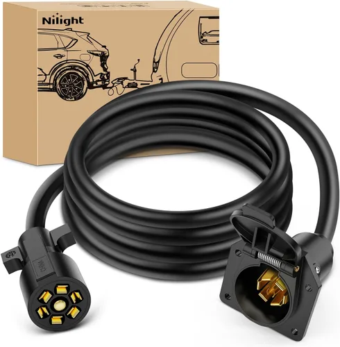 Vista 13 de Nilight Cable de Extensión para Enchufe de Remolque de 7 Vías 12 Pies Resistente Conector de 7 Pines Cable de Arnés de Cableado 10-14 AWG Terminales