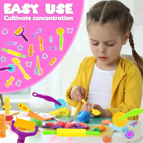 Vista 6 de Juego de herramientas de plastilina, 18 piezas de juegos de plastilina para niños de 4 a 8 años, accesorios creativos de plastilina con cortadores