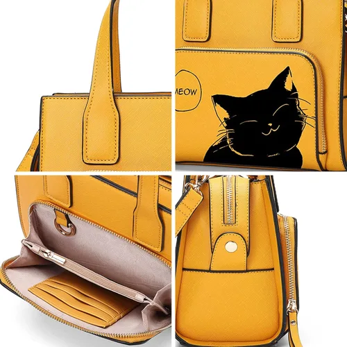 Vista 6 de JOSEKO Bolso de hombro con asa superior para mujer, bolso de mano de tamaño medio, bolso de mano de piel sintética, bolso cruzado
