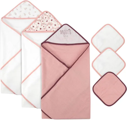 Vista 4 de Juego de 6 toallas de baño con capucha para bebés y niñas recién nacidos, bebés y niños pequeños, juego de toallas con capucha para bebés y niñas