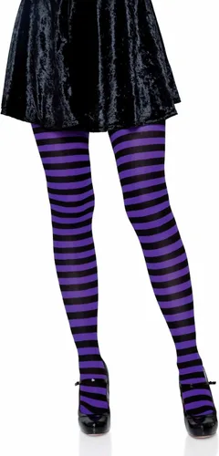 Vista 8 de Leg Avenue - Mallas de nailon a rayas para mujer Negro/Azul