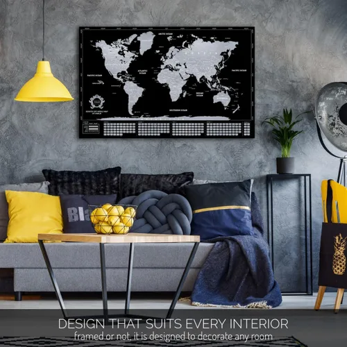 Vista 4 de Cartel del mundo para rascar detallado, tamaño extragrande, póster del mundo rascable, negro y plateado, el mejor mapa de viaje de regalo, póster