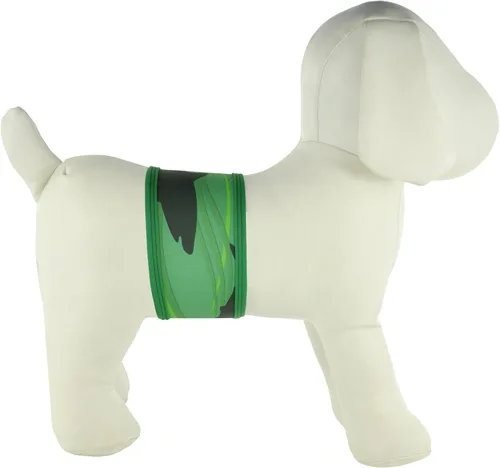 Vista 7 de Bandas lavables y reutilizables de vientre para perro macho de PlayaPup Rojo tiburón