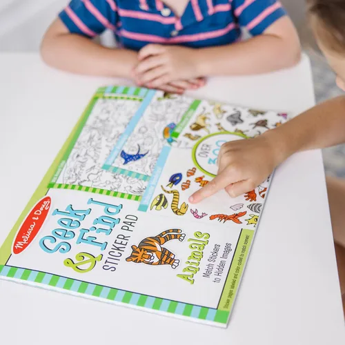 Vista 8 de Melissa & Doug - Hoja de calcomanías Busca y Encuentra, Animales (más de 400 calcomanías, 14 escenas para colorear) Hojas de calcomanías de búsqueda