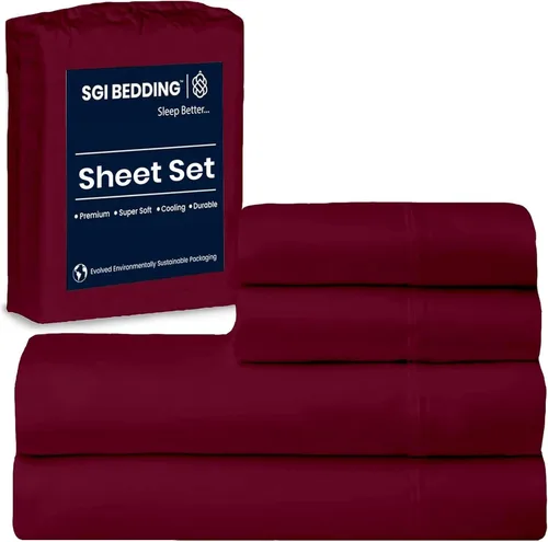 Vista 12 de SGI Bedding - Juego de sábanas de lujo de 4 piezas de algodón egipcio para RV tamaño King - 1000 hilos, sábanas 100% algodón, juego de sábanas