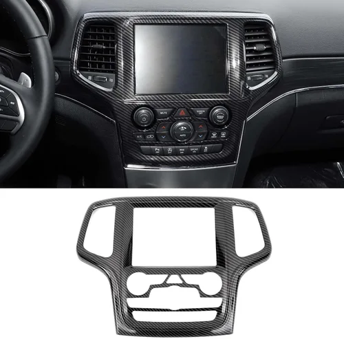 Vista 9 de Hoolcar Accesorios interiores Cubierta de marco de navegación con control central ABS para Jeep Grand Cherokee 2014-2020, color rojo