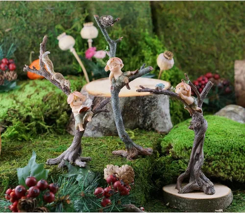 Vista 3 de Top Collection Jardín de hadas en miniatura y jardín de terrario Sprite con estatua de pájaro