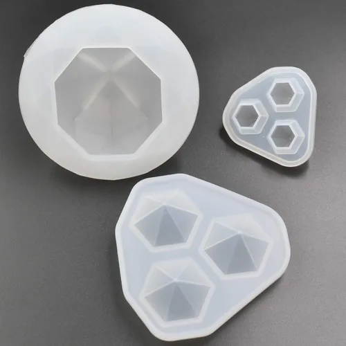 Vista 4 de 3 estilo de diamante en forma de epoxi molde resina DIY diamante fabricación de moldes de silicona kit