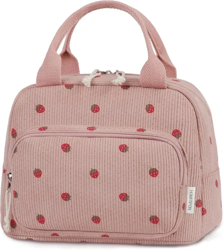 Vista 13 de HOMESPON Bolsa de Almuerzo para Mujeres Hombres Adultos con Bolsillo Frontal Bonita Pana Aislada Bolsa de Almuerzo Tote Gran Capacidad Caja