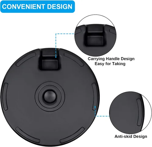 Vista 4 de Simple Deluxe - Base resistente para sombrilla de patio de 20" con soporte de acero, rellenable con agua, para exteriores, césped, jardín, redonda