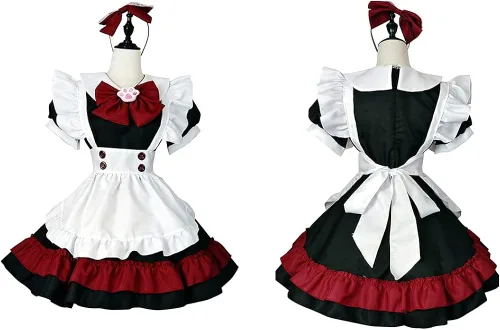 Vista 6 de Disfraz de sirvienta de vampiro para cosplay, traje gótico de Little Devil, para café, Halloween, conjunto completo