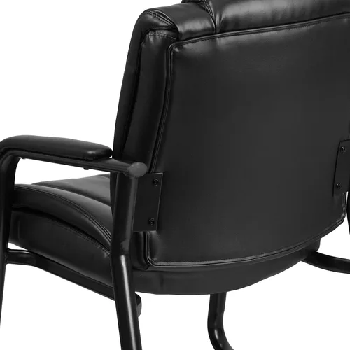 Vista 8 de Flash Furniture LeatherSoft - Silla de recepción ejecutiva con reposabrazos acolchados y base de trineo, silla lateral tapizada para sala de estar u