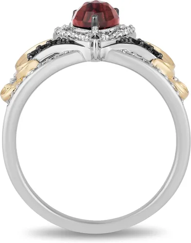 Vista 3 de Enchanted Disney Fine Jewelry 10K Yellow Gold and Sterling Silver with 15 Cttw Diamond and Red Garnet Evil Queen Ring
