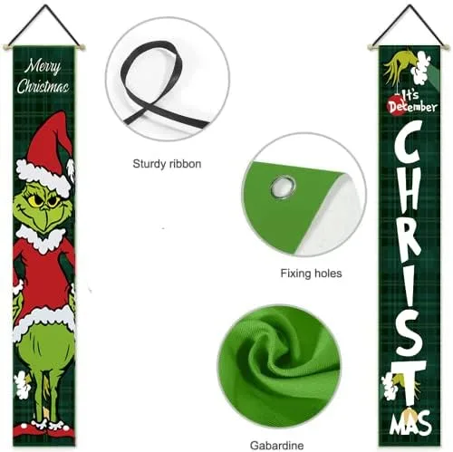 Vista 4 de Decoraciones LED navideñas. Este es el letrero de porche para diciembre. Pancartas colgantes para las fiestas interiores y exteriores del patio