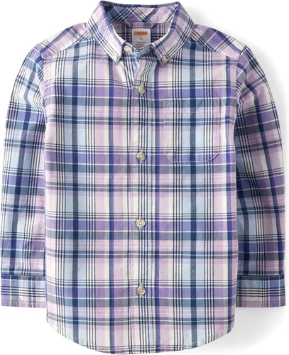 Vista 27 de Gymboree Camisa de manga larga con botones para niños y niños pequeños Rojo