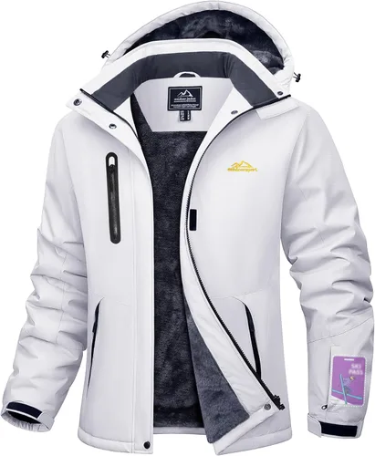 Vista 11 de MAGCOMSEN Abrigos de invierno para mujer, impermeables, aislados, para nieve, esquí, capucha, forro polar, cálido, montaña, snowboard, cortavientos