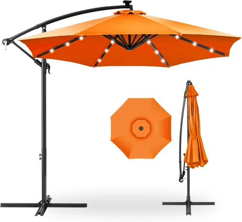Vista 35 de Best Choice Products Sombrilla de Patio de Mercado Colgante Descentrada con LED Solar de 10 pies para Patio Trasero, Junto a la Piscina, Césped