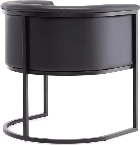 Vista 6 de Manhattan Comfort Bali - Silla de comedor de piel sintética, diseño Art Deco moderno con silueta escultórica, marco de metal, cojines acolchados