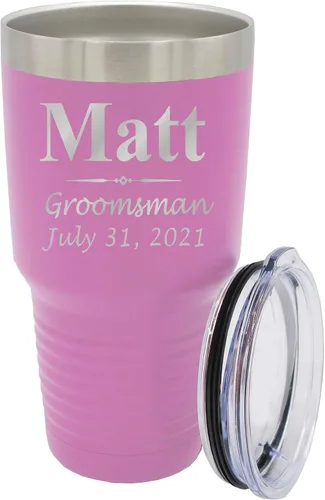 Vista 37 de Vaso de padrinos de boda grabado personalizado, taza de acero inoxidable aislada personalizada para padrino de boda, despedida de soltero, boda