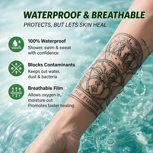 Vista 4 de 3 rollos de vendaje de cuidado posterior de tatuaje, película impermeable para tatuaje, cinta de parche de segunda piel, cinta curativa