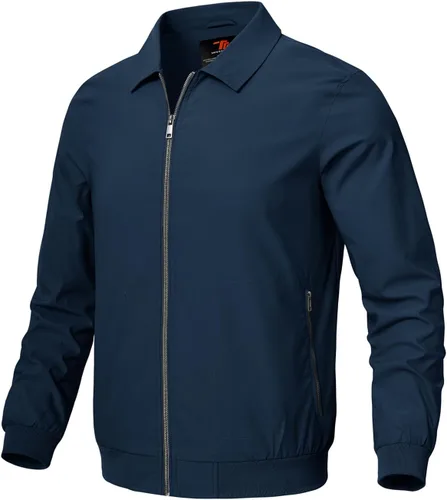 Vista 8 de Rdruko Chaquetas ligeras para hombre Cortavientos de primavera y otoño Chaquetas ligeras Casuales y elegantes con bolsillos