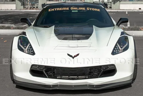 Vista 3 de Repuesto para Chevrolet Corvette C7 2014 Z06 Z07 Stage 2 Style Front Bumper Lower Lip Splitter (plástico ABS - fibra de carbono hidrosumergida)