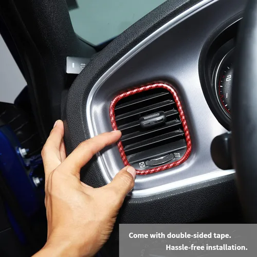 Vista 7 de Hoolcar Cubierta de Moldura de Ventilación del Panel de CA de Control Central del Aire Acondicionado para Dodge Charger 2011-2020, Fibra de Carbono