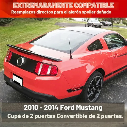 Vista 2 de ECOTRIC Alerón trasero de maletero compatible con Ford Mustang Coupé 2010-2014 estilo Shelby GT500 sin pintar negro