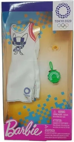 Vista 4 de Barbie Ropa: Traje inspirado en la muñeca de Tokio 2020 de los Juegos Olímpicos, vestido con monedero en forma de raqueta y reloj, regalo para niños
